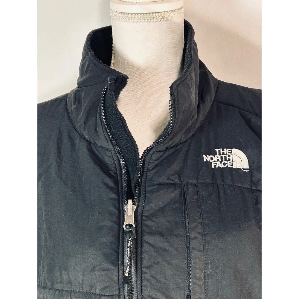 The North Face Denali Fleece Vest‎ Mens Black Full Zip Jacket Nylon Overlay
